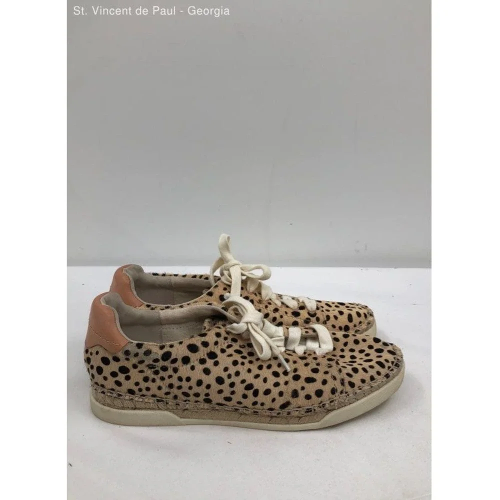 Dolce Vita Beige Cheetah Print Cow Hair Espadrille Sneaker Casual Shoe Women 9